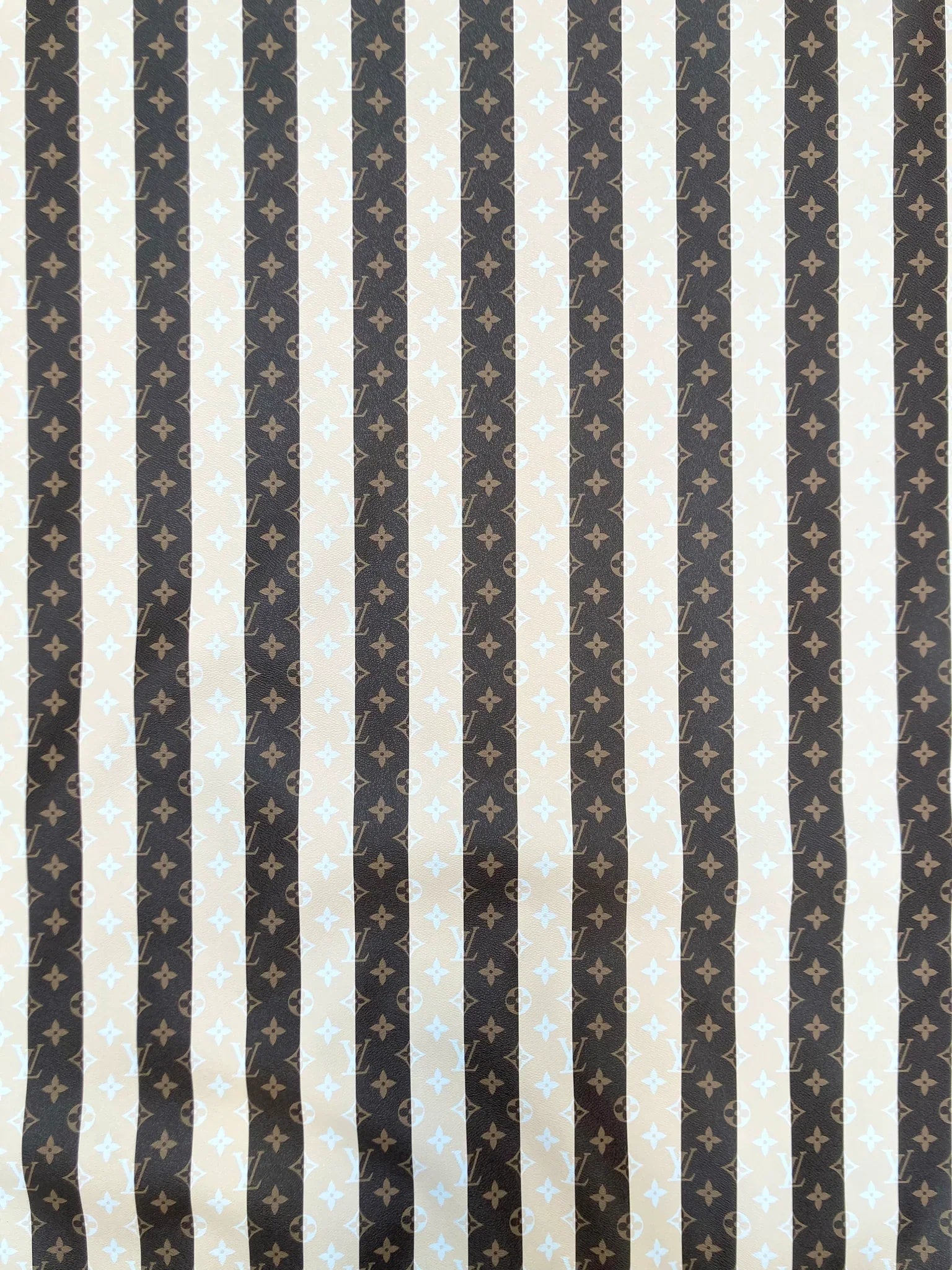 Custom LV Vinyl Stripe Rayer Designer Leather for DIY Crafts Handmade Upholstery Sewing