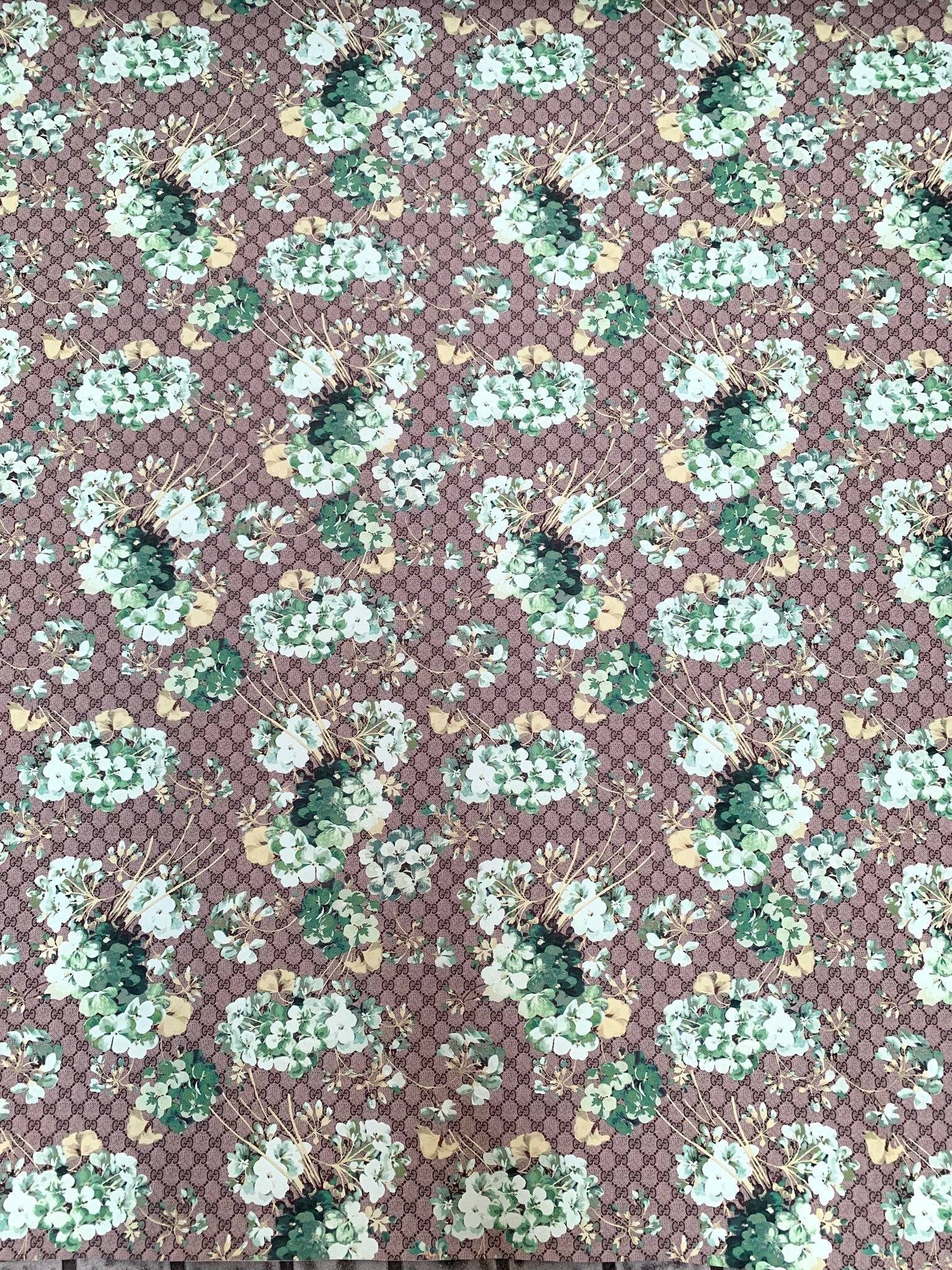 Custom Designer Vinyl Gucci Flower Leather Fabric Sold by Yard for DIY Sewing Sneakers Upholstery