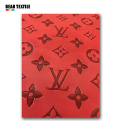 Soft red embossed lv vinyl fabric for sale