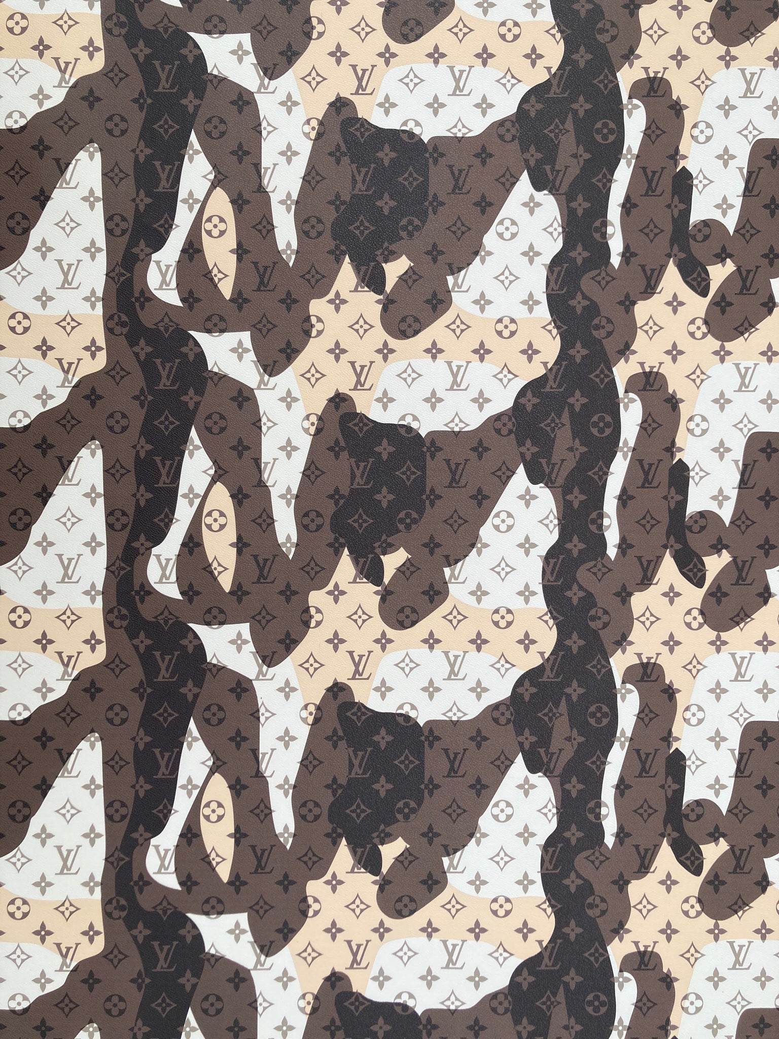 Custom Leather Brown Camouflage LV Monogram for DIY Sewing Sneakers