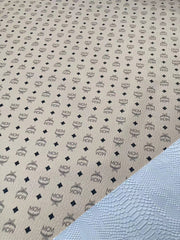Designer Fabric Cream Natural White MCM Leather for Custom DIY Handmade Crafts
