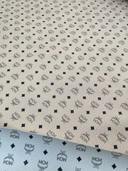 Designer Fabric Cream Natural White MCM Leather for Custom DIY Handmade Crafts