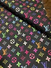 Colorful Rainbow LV Cotton Fabric Sold by Yard for Custom Sneakers Handmade Sewing