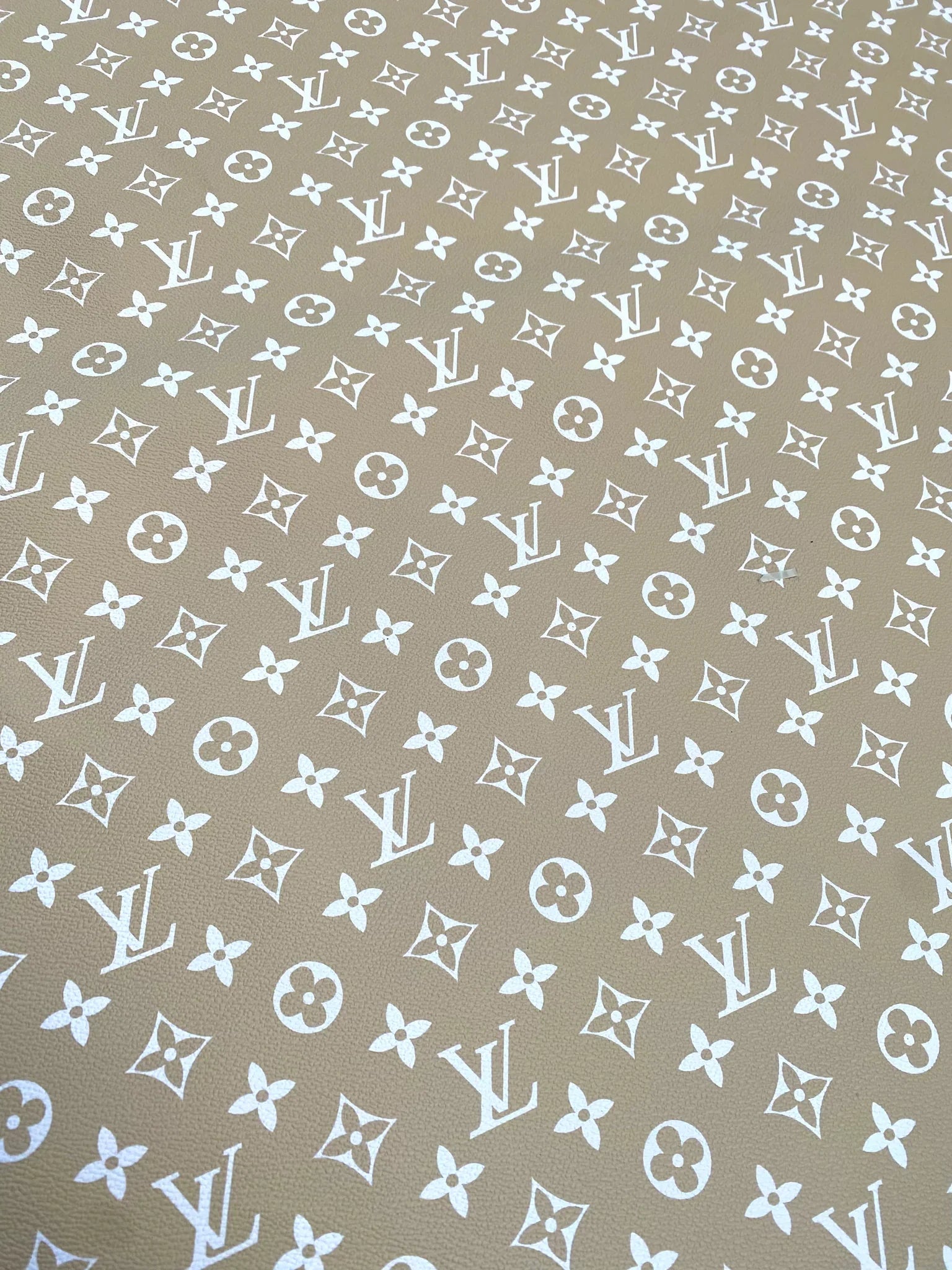 LV Vinyl Natural Color Designer Fabric for DIY Sewing Handmade Upholstery Custom Sneakers
