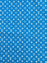 Sky Blue LV Vinyl Leather Fabric for Handmade DIY Sewing Custom Sneakers