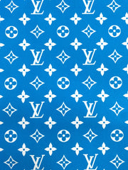 Sky Blue LV Vinyl Leather Fabric for Handmade DIY Sewing Custom Sneakers