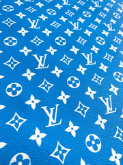 Sky Blue LV Vinyl Leather Fabric for Handmade DIY Sewing Custom Sneakers