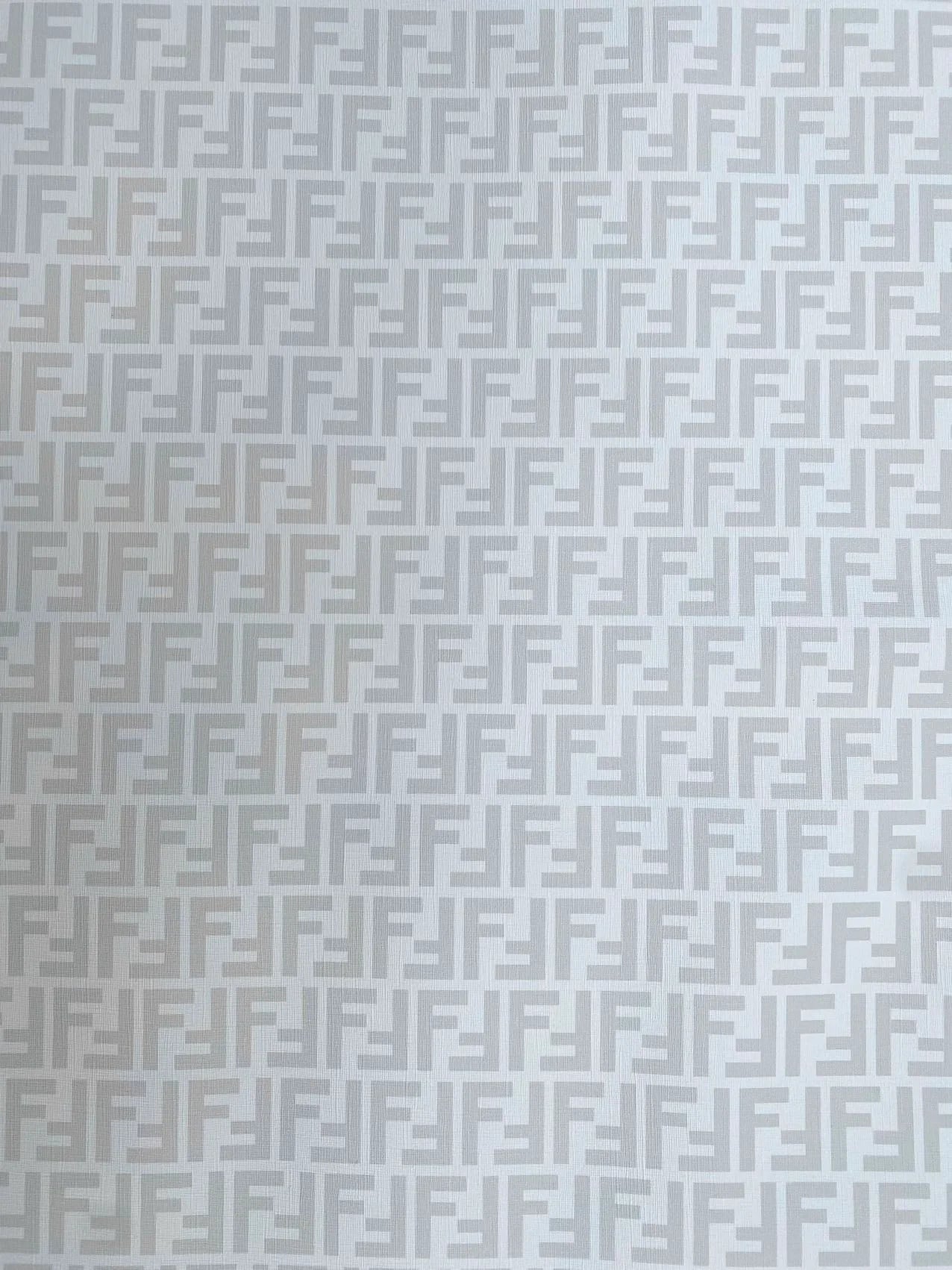White Grey Fendi FF Vinyl Leather Fabric for Handmade DIY Custom Sneakers Furniture Upholstery 0 Reviews