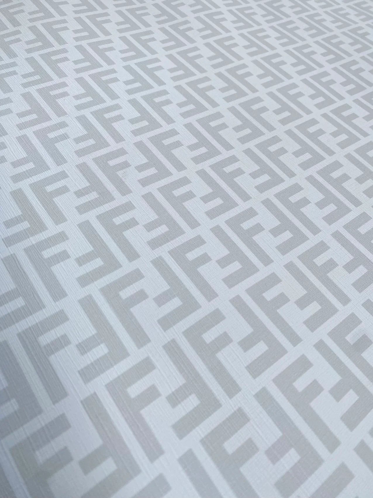 White Grey Fendi FF Vinyl Leather Fabric for Handmade DIY Custom Sneakers Furniture Upholstery 0 Reviews