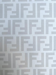 White Grey Fendi FF Vinyl Leather Fabric for Handmade DIY Custom Sneakers Furniture Upholstery 0 Reviews