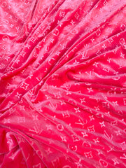 Girl Pink LV Velvet Fabric for Custom Sneakers Sewing Car Upholstery