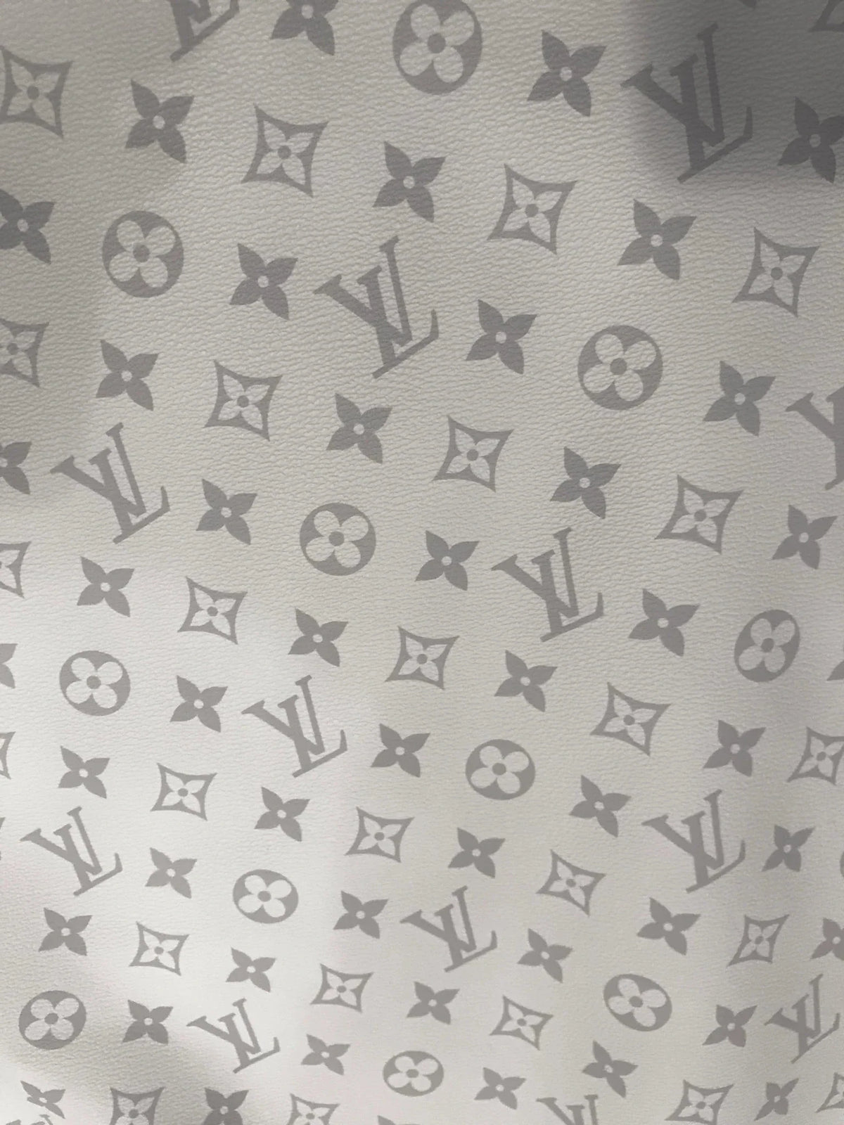 White Grey LV Leather Fabric for Shoe Customs