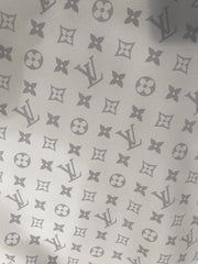 White Grey LV Leather Fabric for Shoe Customs