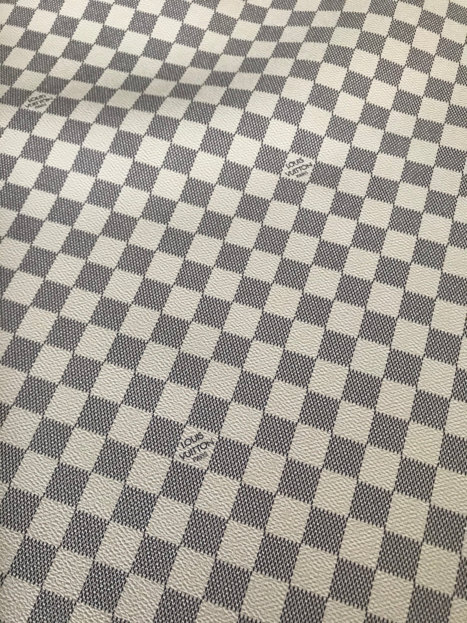Classic LV White Damier Check Leather Fabric for Shoe Custom Bag Craft