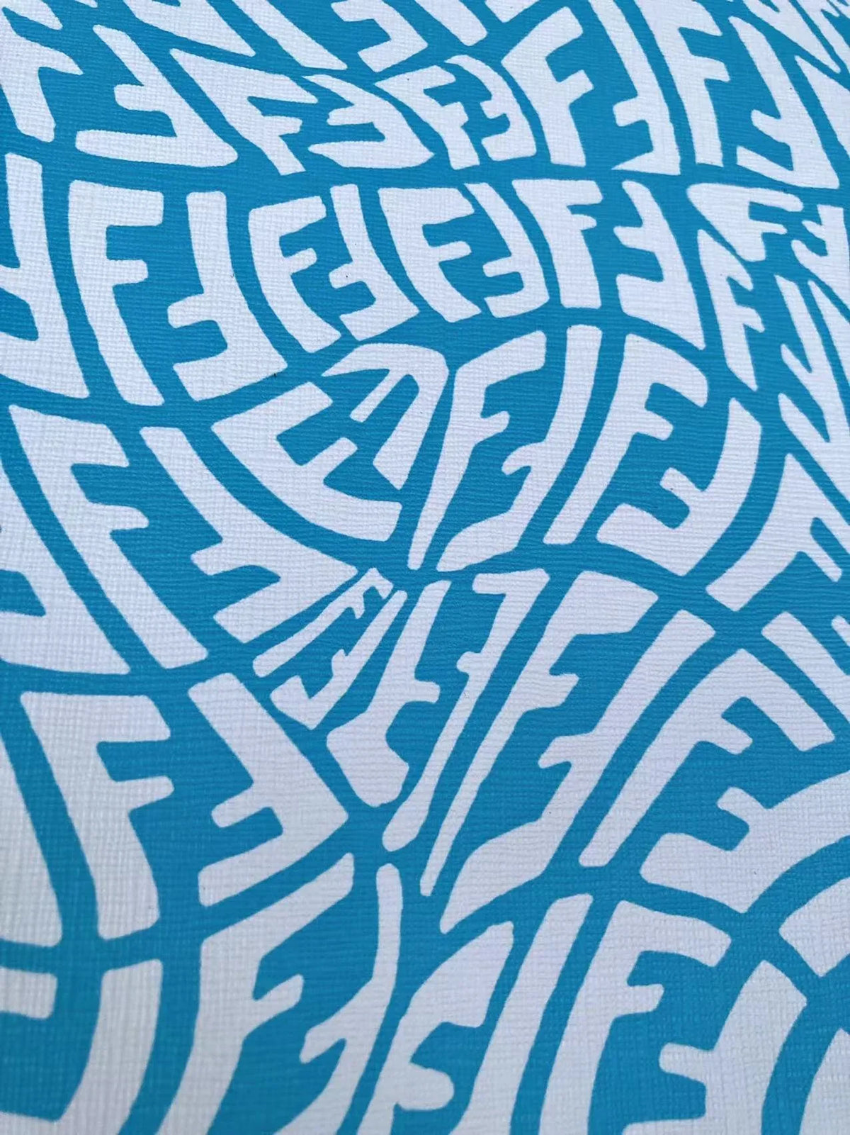 Blue Weave Fendi Vinyl Faux Leather Fabric for Custom Sneakers Upholstery Interior