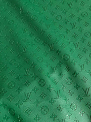 Dark Green Embossed Soft LV Leather for Handmade Sewing Custom