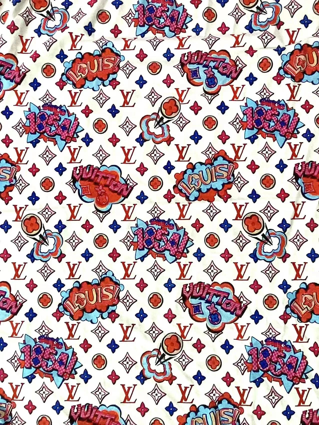 ヴィンテージ 1854 LV コットンプリント生地 夏用 Tシャツ ハンドメイド