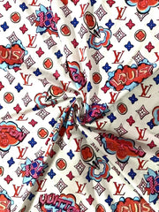 ヴィンテージ 1854 LV コットンプリント生地 夏用 Tシャツ ハンドメイド