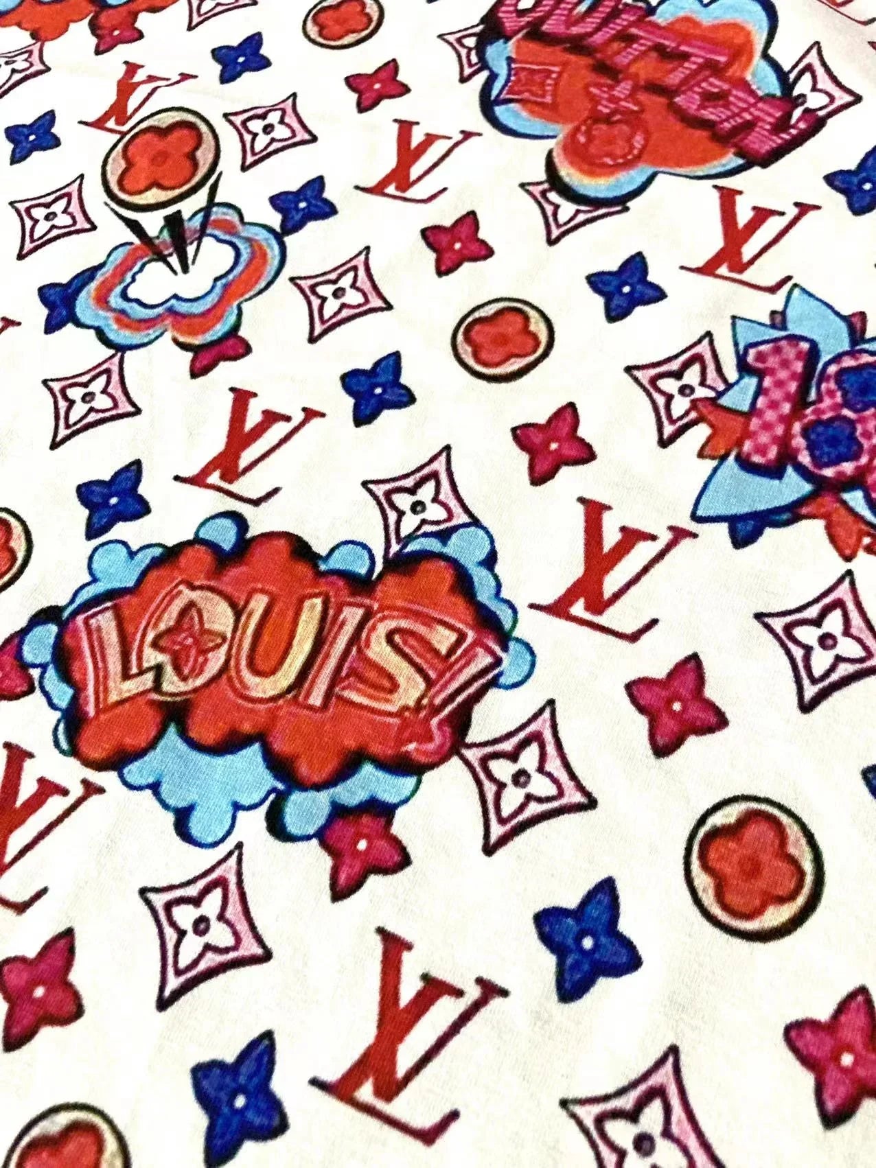 ヴィンテージ 1854 LV コットンプリント生地 夏用 Tシャツ ハンドメイド