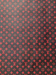 Elegant Black Red LV Monogram Leather Vinyl for Custom Sneakers Handcrafted