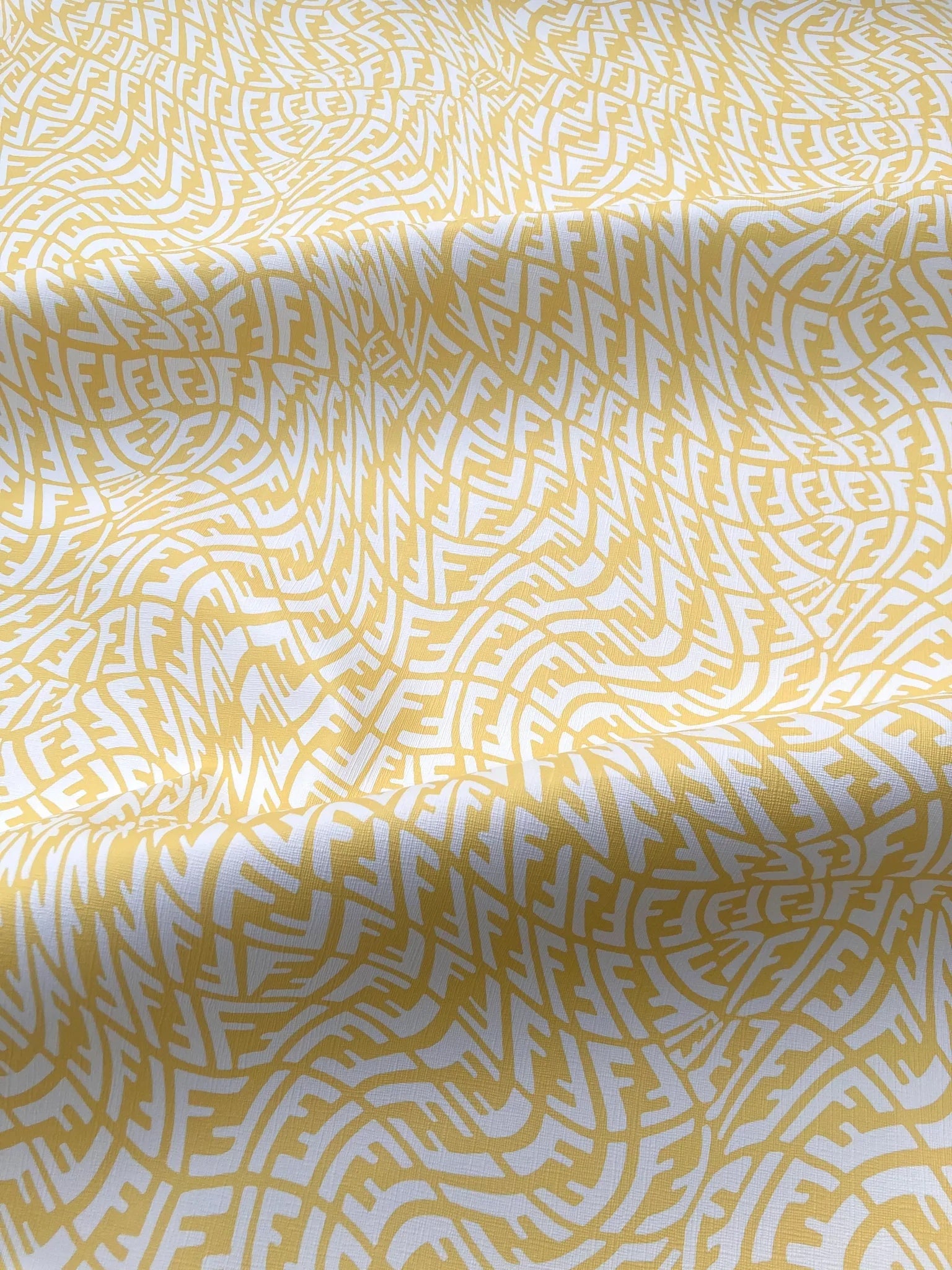 Handcraft Leather Fabric Yellow Wave Fendi Material for Custom Upholstery