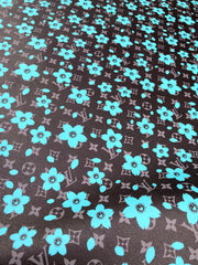 Handmade Crafts Black Flower LV Designer Leather Fabric for Custom Sneakers