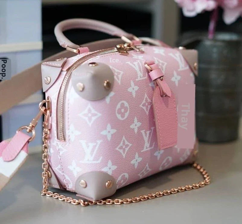 Bright Light Pink LV Leather Fabric for Custom Bag