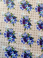 Blue Flower Handmade Custom LV Vinyl for Sneakers Upholstery
