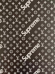 Custom Handcraft Black White Supreme LV Vinyl Leather for Sneakers Upholstery