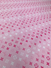 Handmade Romantic Pink LV Custom Vinyl Leather Fabric for Sneakers Upholstery