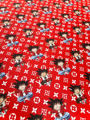 Custom Cartoon Dragon Ball LV Supreme Leather Fabric for DIY Crafts Upholstery