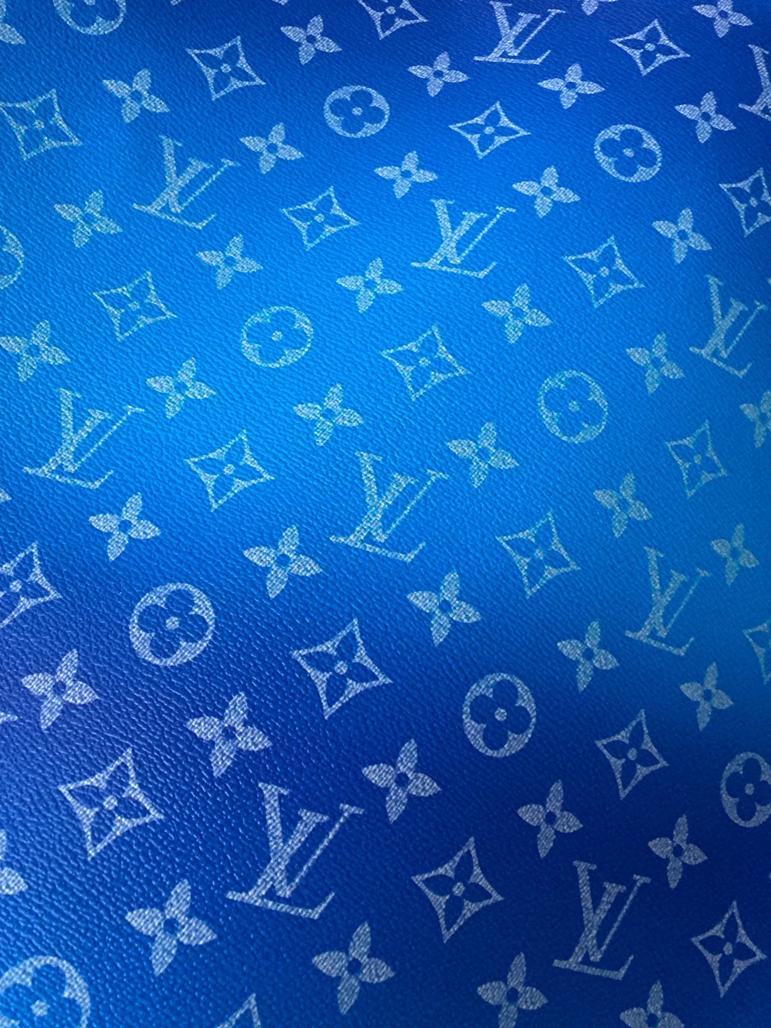 Blue Gradient LV Leather Fabric for Bag Custom