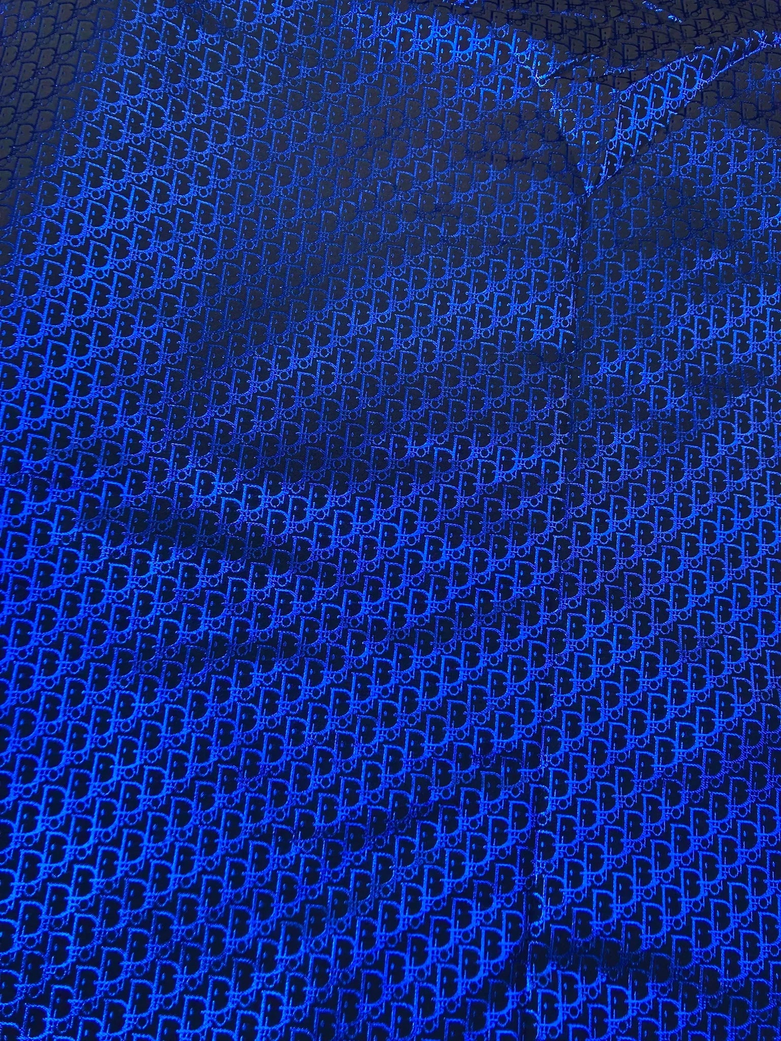 Handcrafts Blue Shiny Dior Fabric for Custom Sneakers