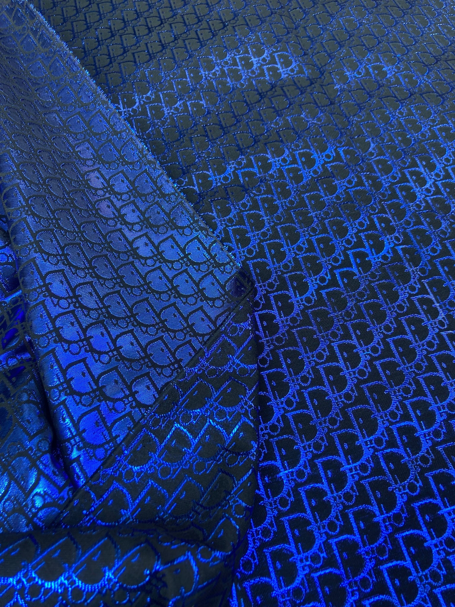 Handcrafts Blue Shiny Dior Fabric for Custom Sneakers