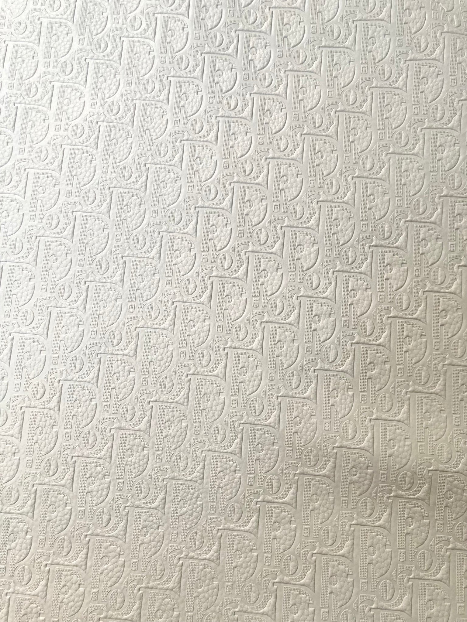Handmade Leather White Embossed Dior Vinyl Fabric for Custom