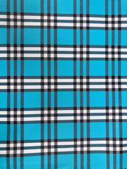 Blue Check Custom Handmade Burberry Faux Leather Fabric for DIY Arts and Crafts