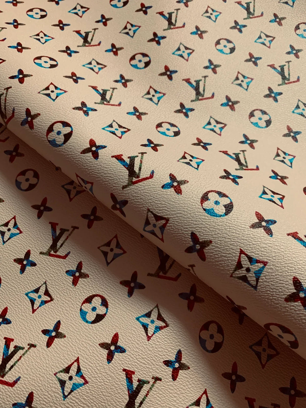 Beige Colorful Monogram LV Designer Inspired Leather for Custom