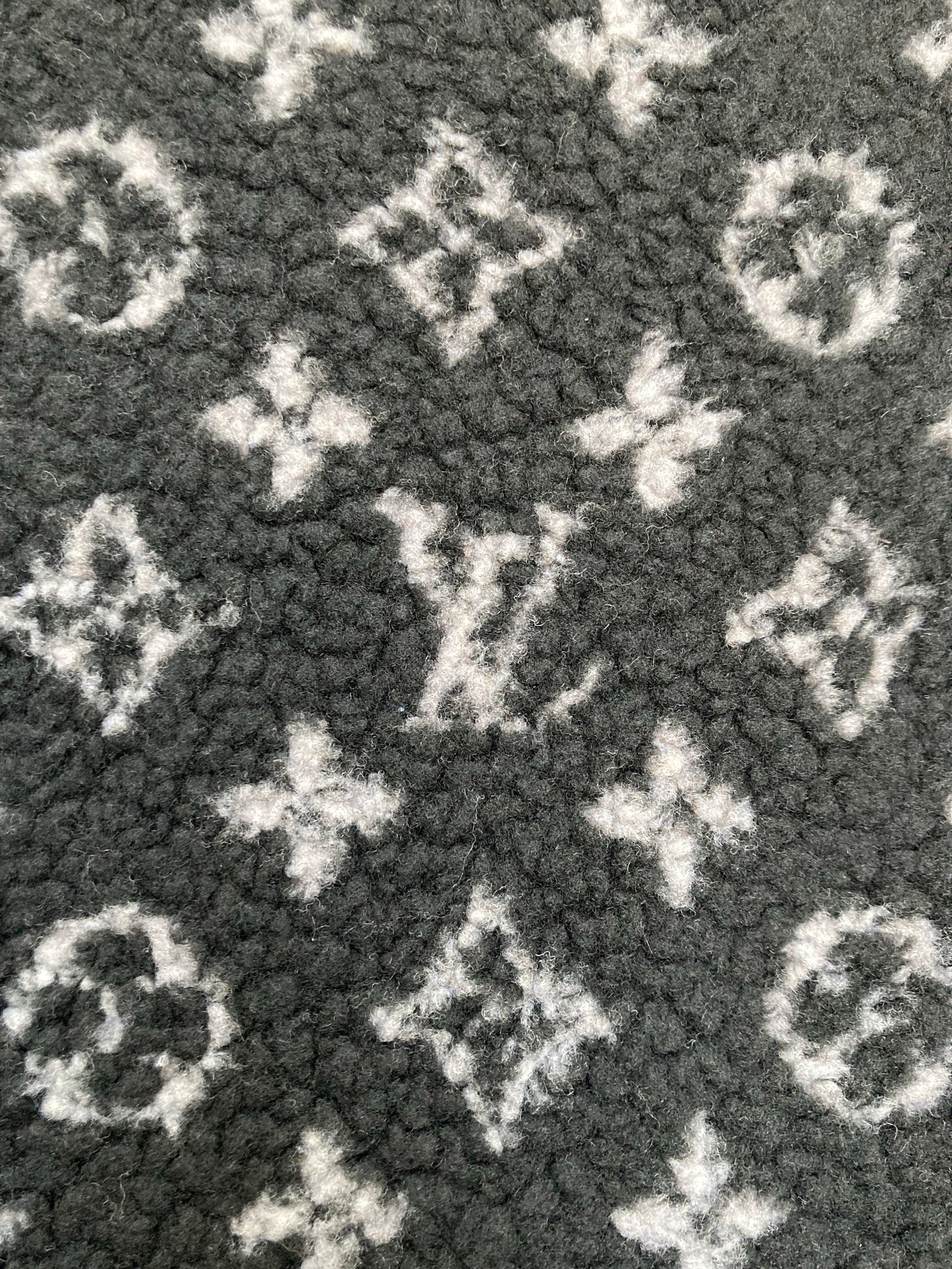 Black Furry Cozy LV Teddy Flannel Fabric