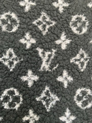 Black Furry Cozy LV Teddy Flannel Fabric
