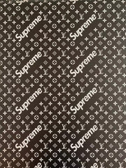 Custom Handcraft Black White Supreme LV Vinyl Leather for Sneakers Upholstery