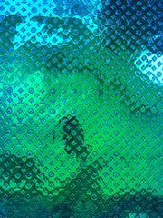 Blue Green Mirror Surface Embossed LV Vinyl Leather